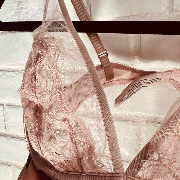 NWT Soma Breathtaking Unlined Sheer Lace Plunge Bra 34 A Adobe Rose Pink  #0222 - Picture 2 of 10